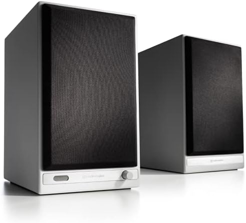 Audioengine HD6 150W Powered Bookshelf Stereo Speakers | Home Music System w/aptX HD Bluetooth, AUX Audio, Optical, RCA, 24-bit DAC (White)