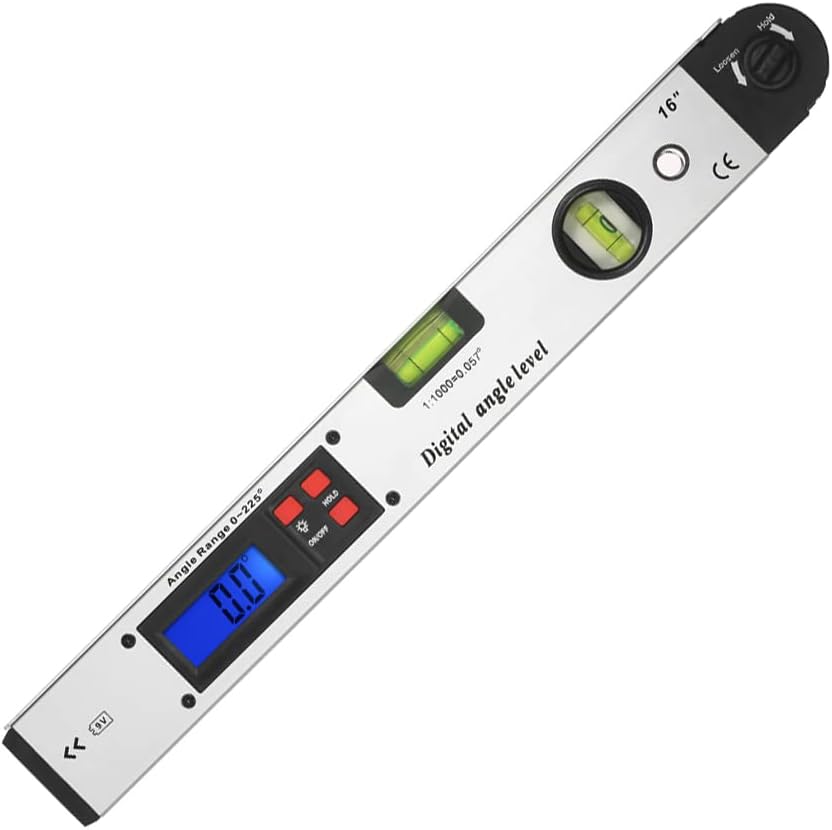 OUNA0-225 Degree Digital Angle Level Meter Angle Finder Gauge 400mm 16inch Electronic Protractor Inclinometer with Dual Spiritlevel for Horizontal Vecal Measurement