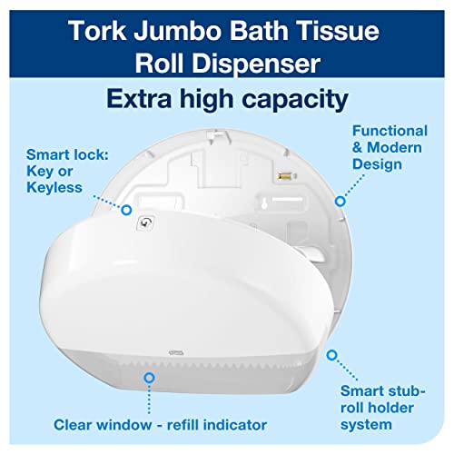 Tork 554020A Elevation Jumbo Bath Tissue Roll Dispenser, 14.2" Height x 17.2" Width x 5.2" Depth, White (Case of 1 Dispenser) For use with Tork 12021502 and 11010402 - image 2