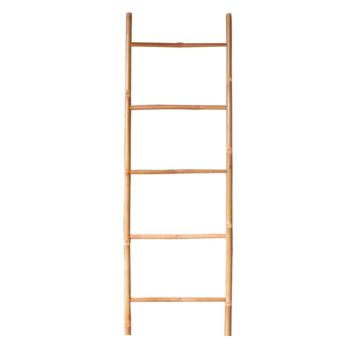 Portasciugamani scala a 5 portanti in legno di bambù, modello legno chiaro, altezza 150 cm