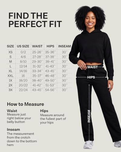 Image of Real Essentials 3 Pack: Women's Relaxed Fit Fleece Open Bottom Sweatpants - Casual Athleisure (Available in Plus)