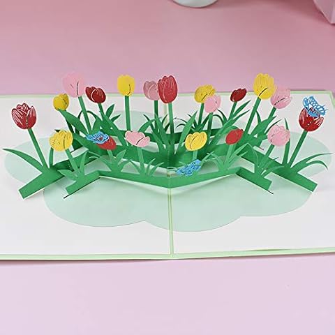 Pop Up Flower Card 3D Tulip Pop Up Greeting Cards Mother's Day Spring Father's Day Graduation Birthday Wedding Anniversary Thank You Well Soon Sympathy All Occasions Cover