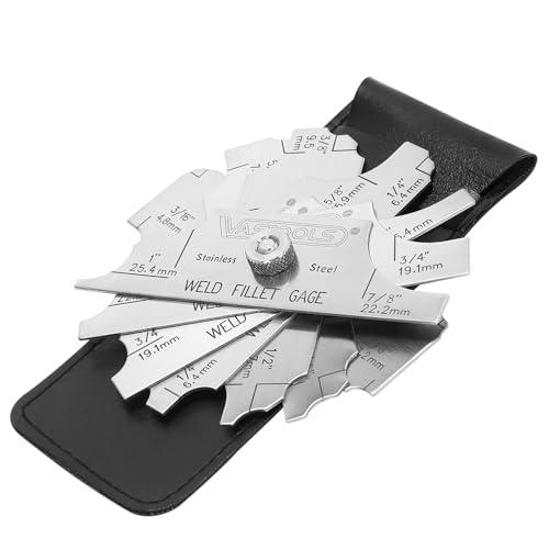 VASTOOLS Fillet Weld Gauge,Stainless Steel 3.2mm-25.4mm 1/8''-1'',Permanently Etched Markings and Thickness for Professional Welders