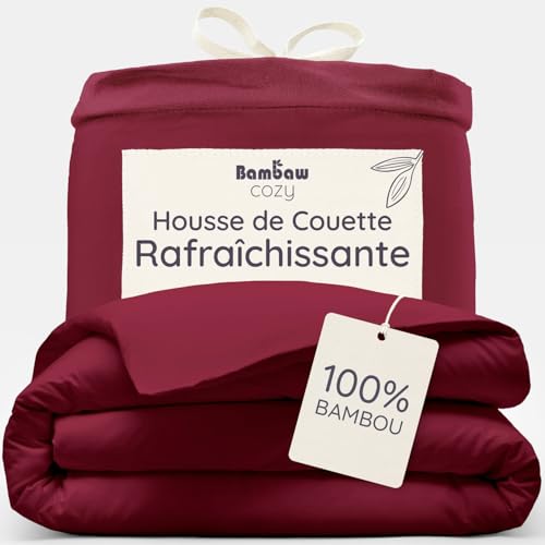 Bambaw Housse de Couette 220x240 Bambou, Housse de Couette Anti Acarien et Respirante, Drap de Lit...