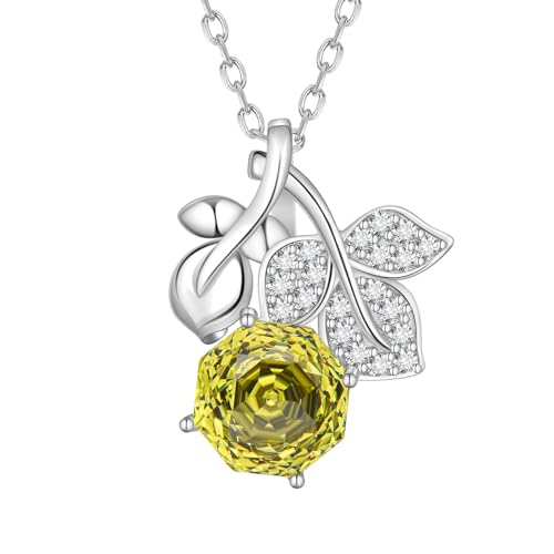 Collier pierre de naissance fleur argent 925 avec zircone cubique rose pour femme