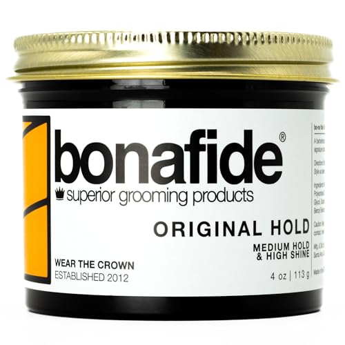 Bona Fide Pomade, Original Hold 4 oz. | Medium Hold, High Shine, Water-Based Pomade, Non-Flaking Easy to Wash Out Formula, Pink Grapefruit Fragrance