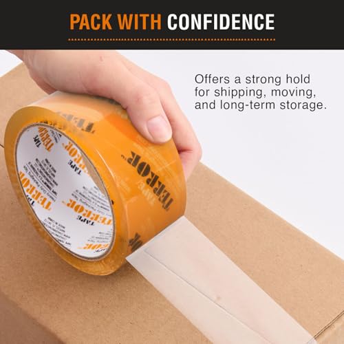 Image of Heavy-Duty Clear Packing Tape (6 Rolls) - 48mm x 50m Per Roll | Strong Packing Tape for Moving Boxes, Shipping, Mailing, Storage, And More, Ideal for Household & Office Use