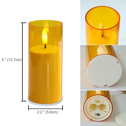 Image of CANDLE CHOICE Indoor Outdoor Flameless Candles with Timer Waterproof Realistic Flickering Battery Operated Pillar LED Lights with Acrylic Shell Wedding Party Christmas Decorations 6 Pack 2 inchx5 inch Gold