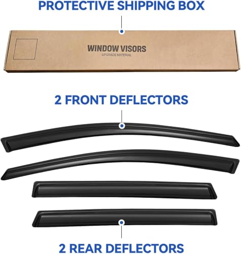 Image of Window Visors Rain Guards for Honda CRV 2017 2018 2019 2020 2021 2022, Out-Channel Window Vent Wind Deflectors Visors Shades for 17-22 CR-V