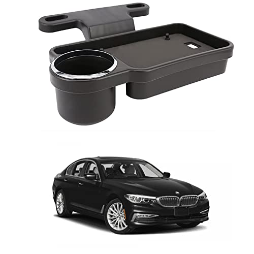 Image of Oshotto (FT-04) Foldable Car Auto Headrest Rear Back Seat Table Drink Food Cup Tray Holder Compatible with BMW 5 Series - Black