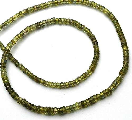 LKBEADS 1 sznur naturalny żółtawy zielony szafir 3 do 4 mm fasetowany koralik o długości 40 cm