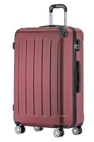 BEIBYE Reisekoffer L 66 cm – Hartschalenkoffer aus ABS mit Doppelrollen für Urlaubsreisen, Weinrot – Ansicht 1