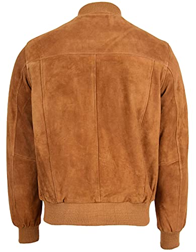 Mens Real Suede Bomber Jacket Baseball Varsity Style Reg2