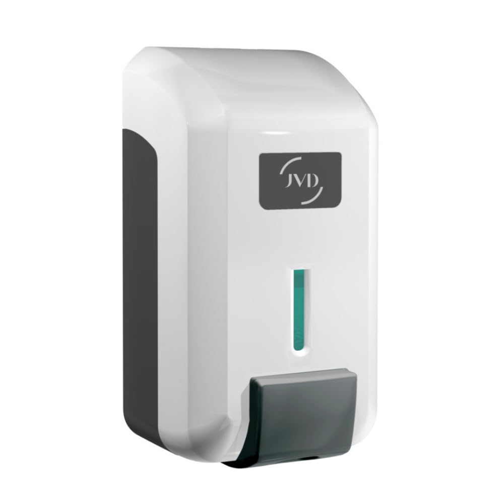 JVD Distributeur Savon Cleanline Gel Blanc - Compatible Savon Toute Marque Blanc - Compatible Savon Gel - Bouton Poussoir - Anti-vandalisme - Matériel Professionnel