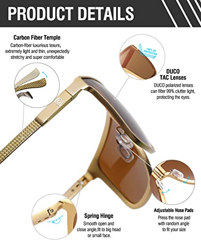 Image of DUCO Trendy Square Sunglasses for Men Women Flat Top Shield Shades Oversized Carbon Fiber Polarized Sun Glasses DC8209