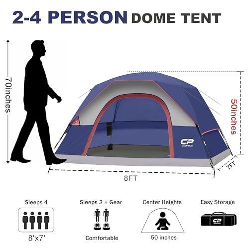 Image of CAMPROS CP Tents for Camping 2 /4 /6 Person, Waterproof Windproof Dome Tent