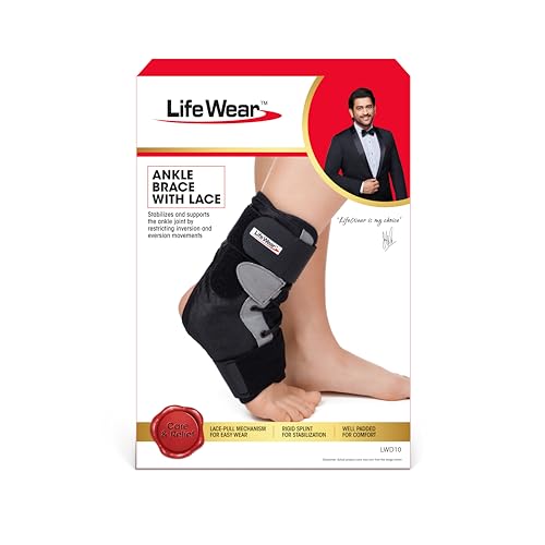 Image of Life Wear Ankle Brace with Lace, Stabilizing Support for Ankle Joint, Adjustable Compression, Rigid Splints, Soft Inner Padding, Ideal for Injury Recovery, Sprains, and Sports Protection, Size (S)