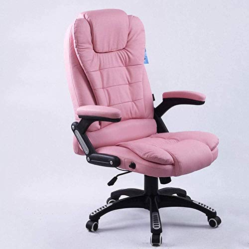 Chaise de bureau pivotante rose contre le mal de dos en télétravail