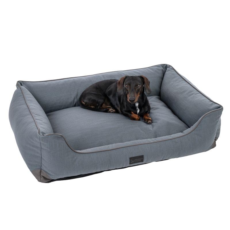Modern Living Hundebett Skara | Bequemes Bett für mittelgroße bis große Hunde | Dickes Kissen mit Memory-Foam-Flocken für maximalen Schlafkomfort (dunkelgrau, M - 100x70x21cm)