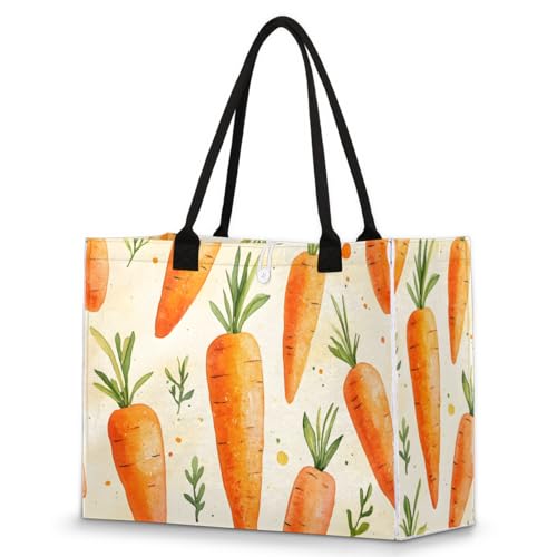 Carrot Grass Tote Bag for Women Large Beach Bag Reusable Tote Bags for Work Travel Beach Shopping