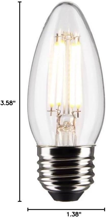 Satco S21837 5.5 Watt B11 LED Bulb, Clear, Medium Base, 2700K, 500 Lumens, 120 Volt, 2- Pack