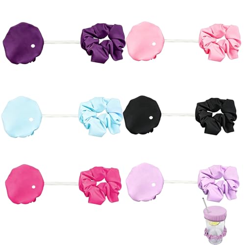 Drink Covers Anti Spike Reusable Scrunchie Drink Lid Protectors for Parties Bars Beach Outings Picnics and Outdoor Events Six Piece Set in Assorted Colours