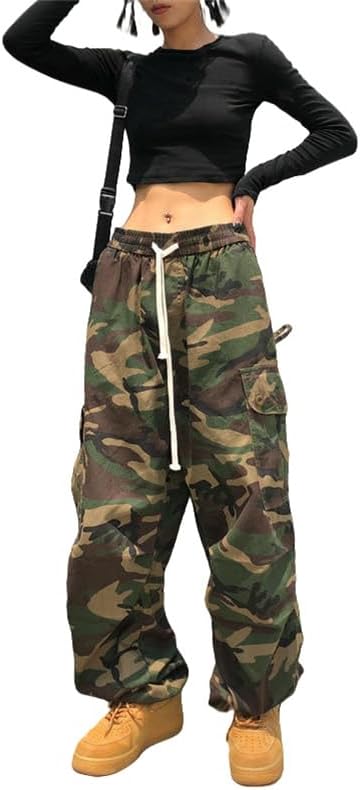 Women's American Style High Street Retro Hip Hop Slimming Casual Cuffed Hem Cargo Pants INS Style