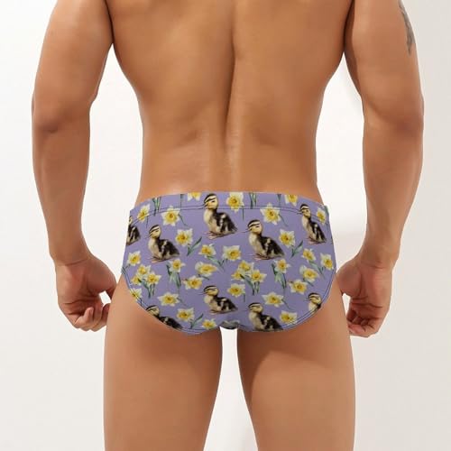 Ducks and Daffodils Flower Men's Swim Briefs Low Waist Bikini Swimsuit Underwear Beach Swimwear2