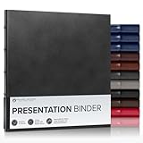 Gallery Leather Personalized 3 Ring Presentation Binder with Plastic Sleeves and Hubbed Spine, Custom Binder, Includes 10 Sheets, Sheet Size: 8.5