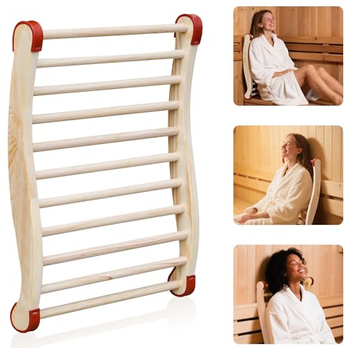 Rokkuon Sauna Backrest, S-Shaped Design with All-Natural Wooden Backrest, New Upgrades Anti-Slip...