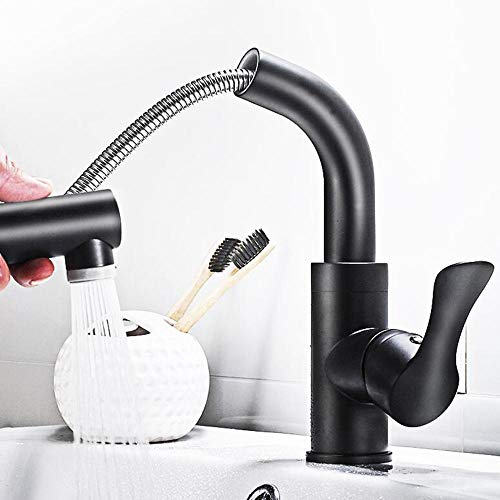 Robinet de lavabo en laiton noir au design contemporain épuré