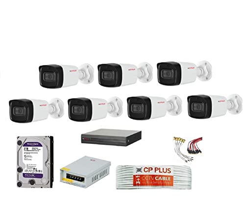 CP PLUS Full HD 5MP Cameras Combo KIT 8CH HD DVR+ 7Bullet Cameras+2TB Hard DISC+ Wire ROLL +Supply & All Required CONNECTORS ( by Techno-KRAT)