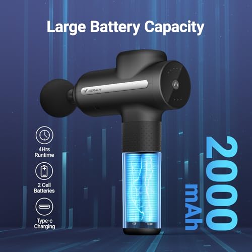 MERACH Portable Massage Gun with 6 Heads for Deep Tissue Pain Relief - Great Gift for Men and Women (Black)