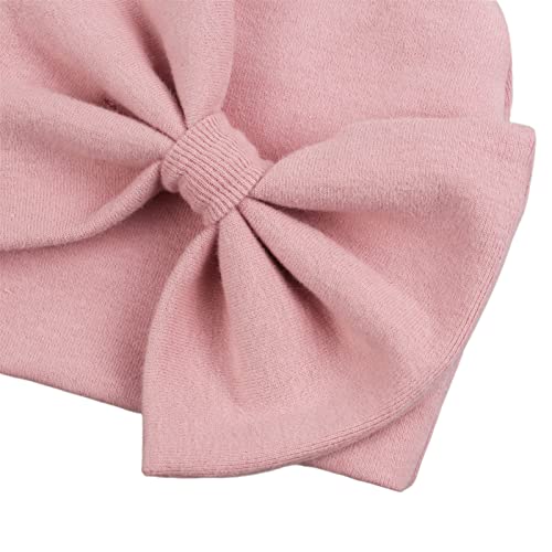 Newborn Baby Girl Hat Cotton Baby Bow Beanie Spring Infant Hats For Girls 0-6Months (White+Skin Pink+Black, Preemie) #TOP3