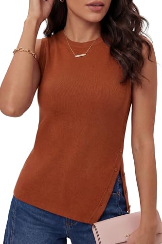 Débardeur d'automne Arach&Cloz en laine mélangée avec fente latérale pour femme chic