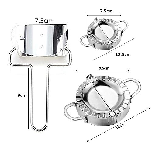 3 Pieces Stainless Steel Dumplings Maker Set, 1 Dumpling Skin Maker 2 Dumpling molds Chinese Dumpling Cutter Pie Ravioli Empanadas Press Mold Kitchen Accessories - Thumbnail 6