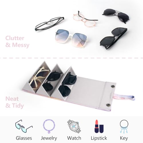 Image of Sunglasses Travel Case,Foldable Eyeglasses Case, Portable Multiple Glasses Case for Women Men Girls