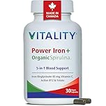 VITALITY Power Iron Bisglycinate High Dose 45mg - with B12 1000mcg, Vitamin C, Folate Folic Acid, High Absorption Blood Builder Iron Supplements for Women & Men with Iron Deficiency, 30 Vegan Capsules