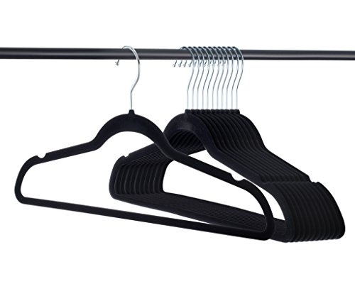 Home-It Premium Velvet Hangers 50 Pack - Black Suit Hangers Non-Slip - Heavy Duty Clothes Hangers For Closet, Jacket, Shirt, Pants And Suit, Hook Swivel 360 - Ultra Thin #TOP1