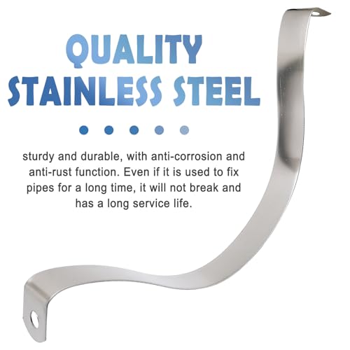 Image of NGe 6Inch Rigid Pipe Strap Clamp U Bracket Tube Strap Tension Clips Two Holes Tube Straps Stainless Steel Silver,for Pipe Fixing(3Pcs)