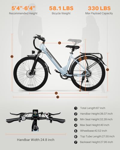 Victrip Seeker S Electric Bike For Adults 350W(Peak 540W) 26 Inch Electric Bicycle Step Thru Ebike, With 36V/9Ah Battery thumb #7