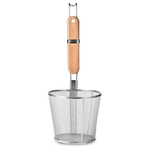 TENTA KITCHEN Stainless Steel Wire Strainer, Bamboo Handle (1, S) Cover