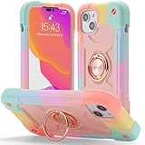 JIFVIK Compatible with iPhone 14 case/iPhone 13 case 6.1 inches with Ring, Soft Silicone and Hard PC