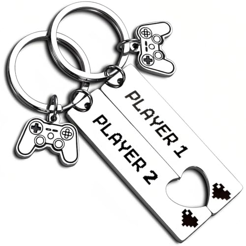 EAVUYIS 2 pcs Porte-clés couple Gamers, porte clef famille, Porte-clés, Petit ami Mari Petite amie Epouse Valentine Noël Anniversaire Cadeau pour Lui Elle Couple Bijoux