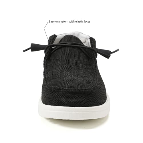 Betrue Women's Lightweight Boat Shoes, Breathable Canvas Sneakers for Casual Lovers - BE2018A (Black, Size 9) by Betrue - Used condition - Image 3
