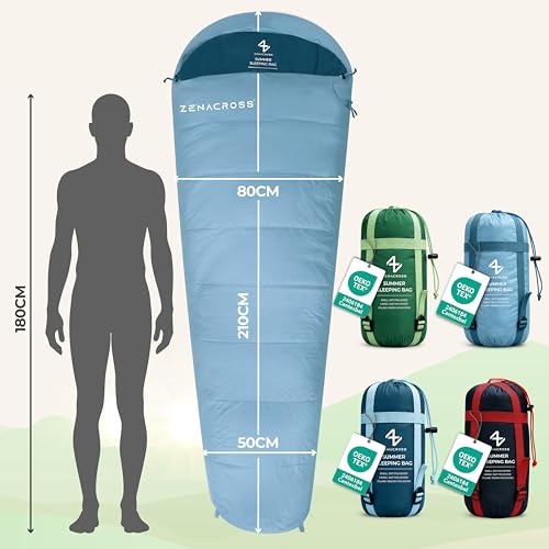 Schlafsack Erwachsene Kinder Sommerschlafsack 100GSM 900g Blau – Ansicht 6