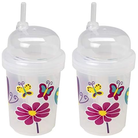 nuSpin Kids 8 oz Zoomi Straw Sippy Cup, Butterflies Style, 2 pack Cover