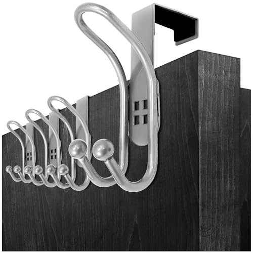 com-four® 4x Ganchos para Puertas - Percheros Dobles con protección de Espuma para Puertas de Habitaciones y Armarios - Percheros para Colgar sin Taladrar - Toallero y Portachaquetas
