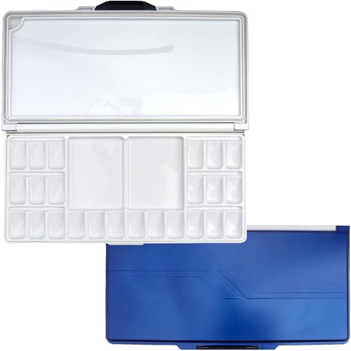 Roellgs Palette de peinture pliable à 26 compartiments - Boîte à palette portable/de voyage à séchage lent - Plateau de peinture pour aquarelle, peinture à...