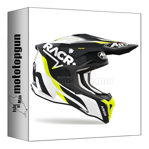 Casque moto cross Airoh Strycker RACR finition brillante et design aérodynamique haut de gamme